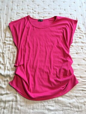 Zenobia Hot Pink Scoop Neck Sleeveless Blouse